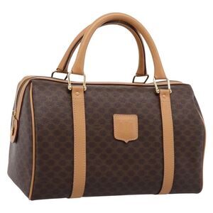 Celine Boston Triomphe Xl Coated Canvas Brown Pvc Handbag